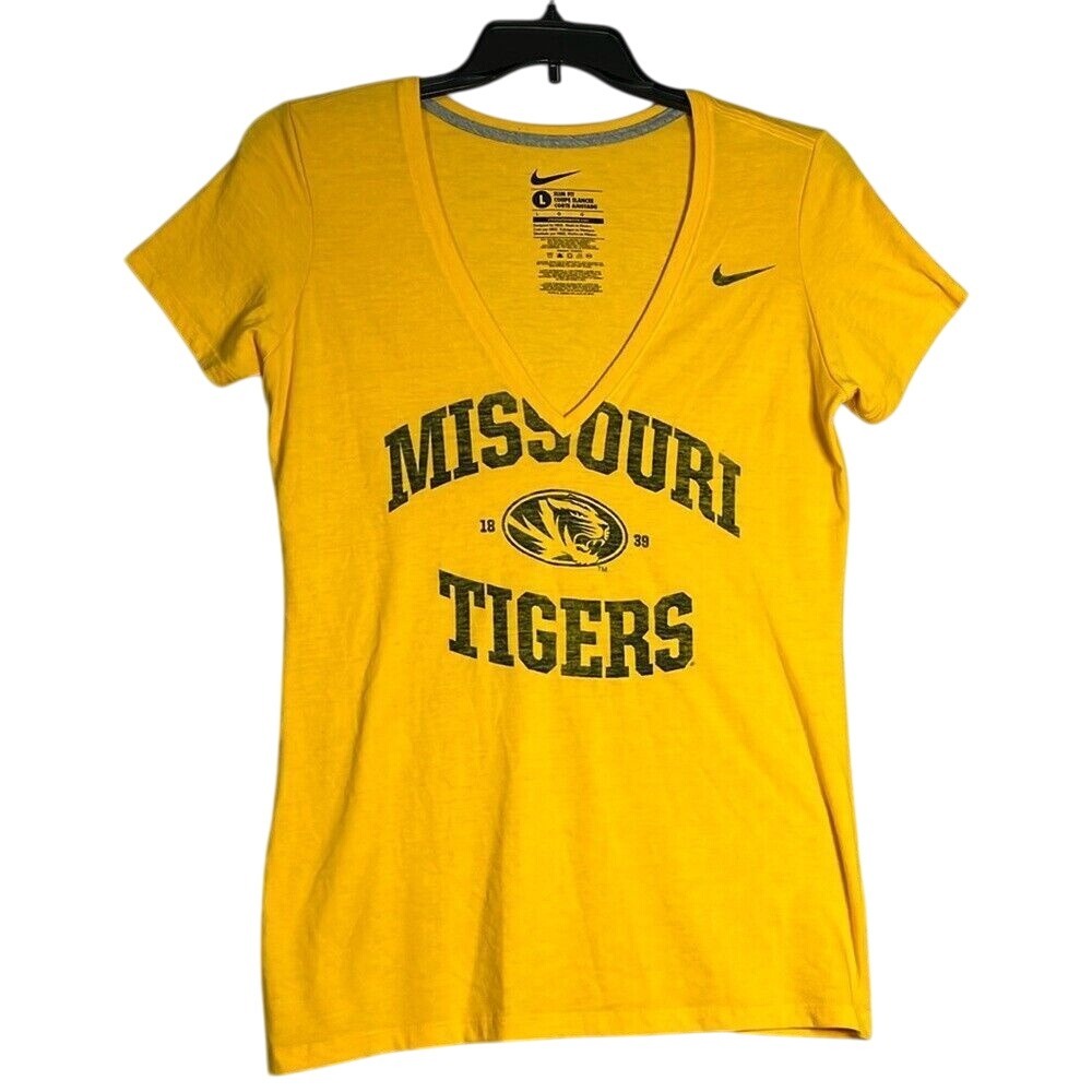 Nike Missouri‎ Tigers Mizzou V-Neck Short Sleeve Tshirt Womens Size Large Yellow